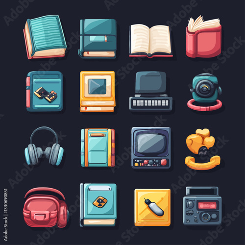 Retro Tech and School Supplies Illustration for Back to School Designs