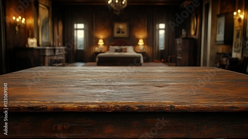 Wallpaper Mural Rustic wooden table in a historical bedroom Torontodigital.ca