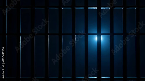 Wallpaper Mural Prison Cell Bars Casting Shadows: Symbolizing Confinement and Loss of Freedom. metal prison cell bars casting shadows on the floor, representing themes of incarceration, confinement
 Torontodigital.ca