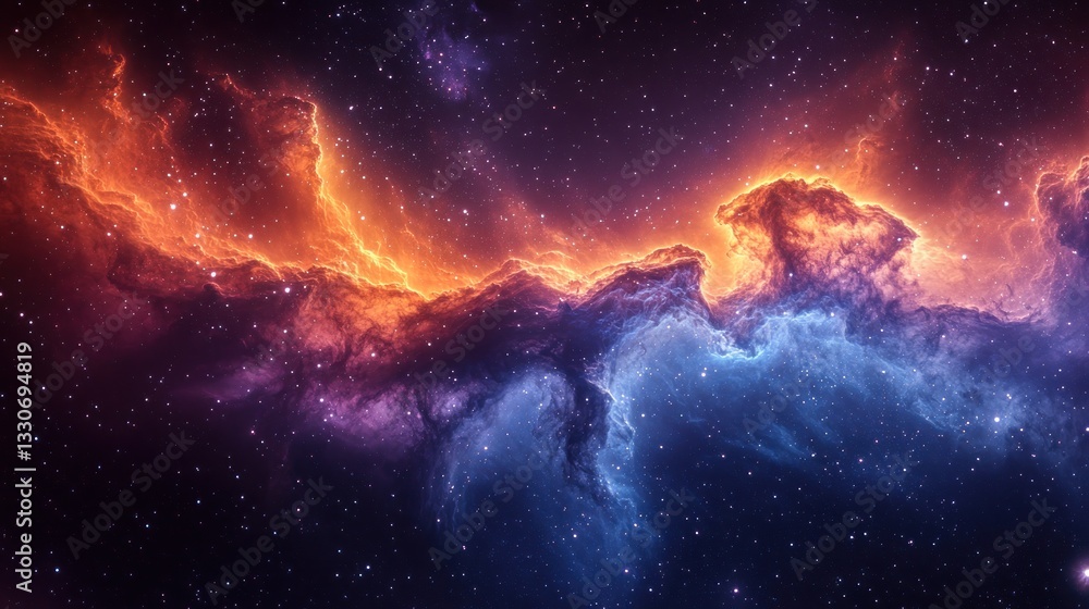 Cosmic Nebula: A Celestial Tapestry of Orange and Blue Cosmic Nebula: A Celestial Tapestry of Orange and Blue
