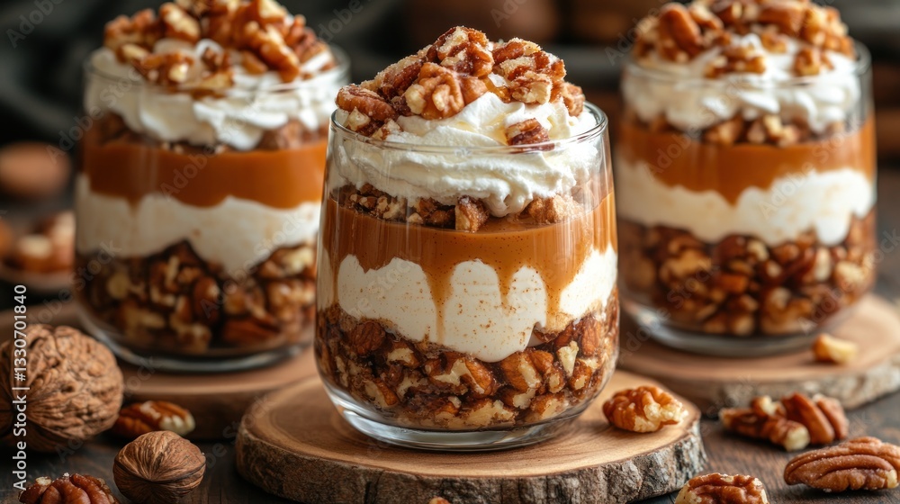 Delicious Pecan Pie Parfaits: Layers of creamy goodness, crunchy pecans, and rich caramel for a delightful autumn treat. Delicious Pecan Pie Parfaits: Layers of creamy goodness, crunchy pecans, and rich caramel for a delightful autumn treat.