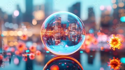 Wallpaper Mural Infection control measures urban setting digital art futuristic environment macro view health concept Torontodigital.ca