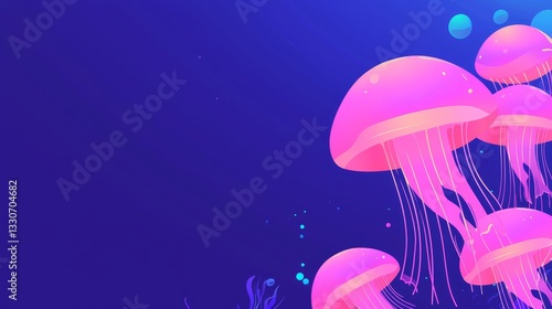 Wallpaper Mural Vibrant jellyfish swimming ocean depths underwater photography marine environment side view nature's beauty Torontodigital.ca