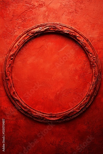 Wallpaper Mural Elegant circular frame against vibrant red wall still life art indoor setting close-up perspective artistic concept Torontodigital.ca