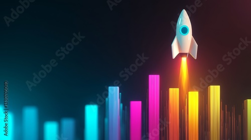 Wallpaper Mural Rocket launch event digital space infographic futuristic environment aerial view innovation concept Torontodigital.ca