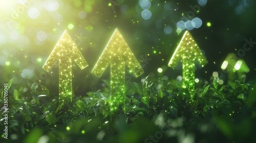 Wallpaper Mural Sustainable growth arrows lush green environment digital art nature close-up view eco-friendly concept Torontodigital.ca