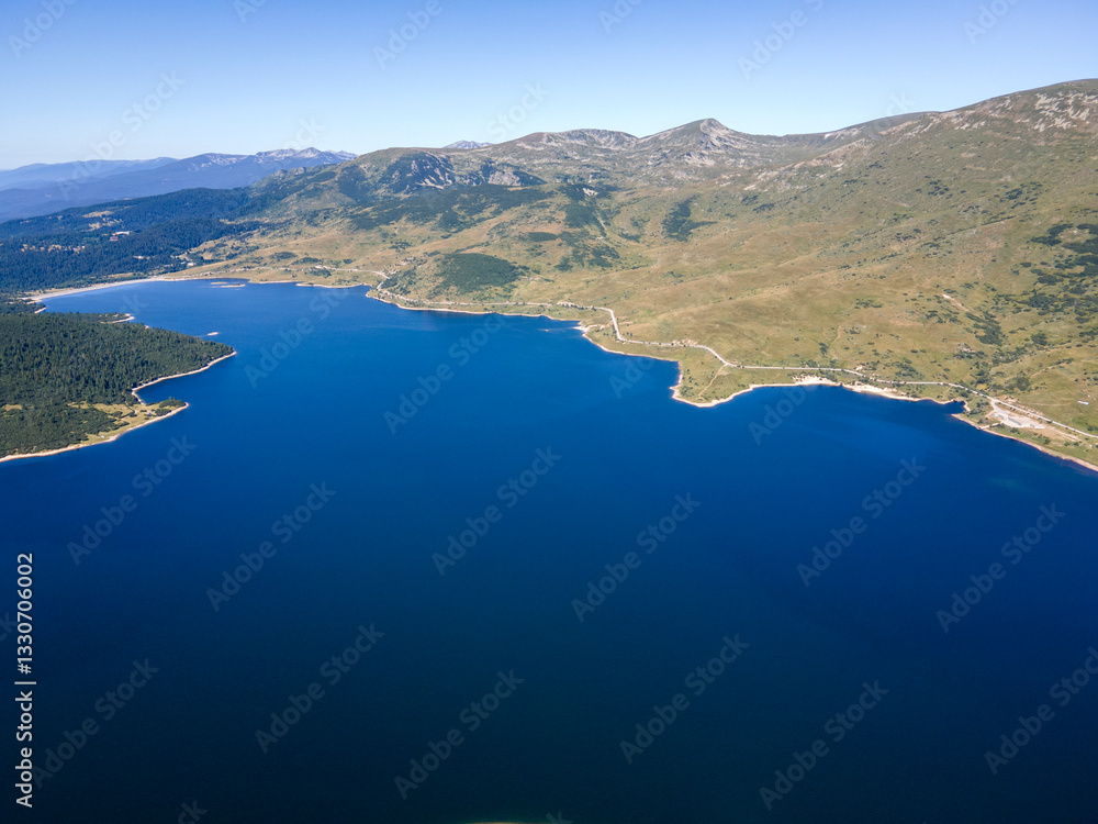 Naklejka premium Summer view of Belmeken Dam, Rila mountain, Bulgaria