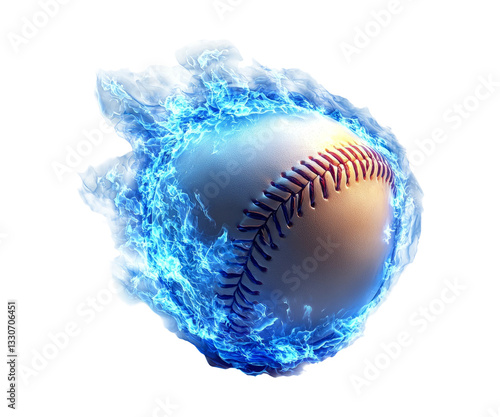 Explosive Baseball Surrounded by Fiery Electric Elemental Effects