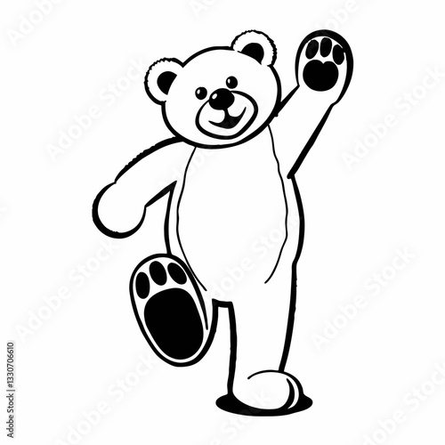 a friendly teddy bear waving hello with a joyful expression vector illustration