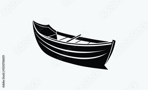 Row boat silhouette vector, row boat icon illustration, row boat black silhouette 