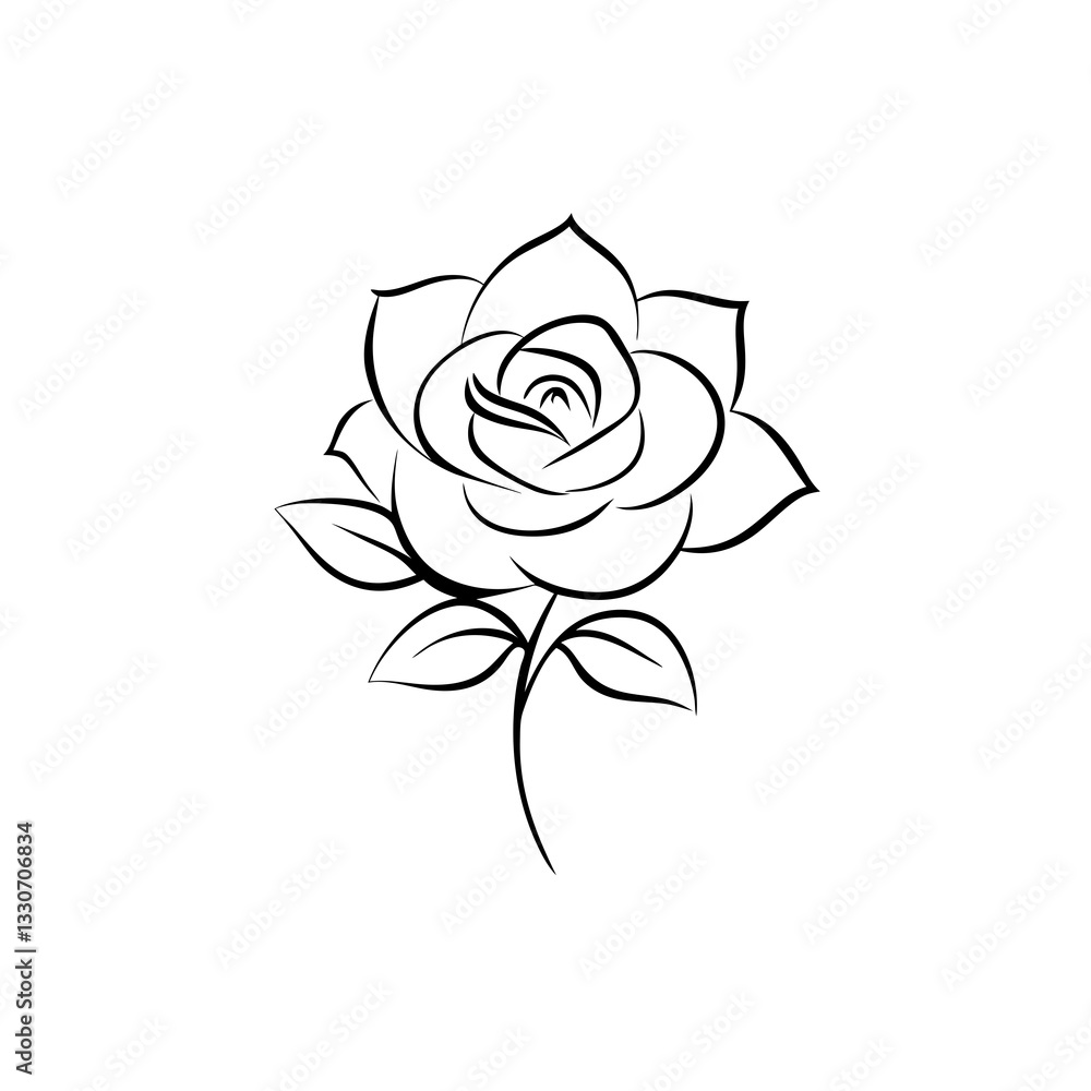 a delicate rose drawing in elegant black lines, conveying simplicity and grace, vector illustration a delicate rose drawing in elegant black lines, conveying simplicity and grace, vector illustration