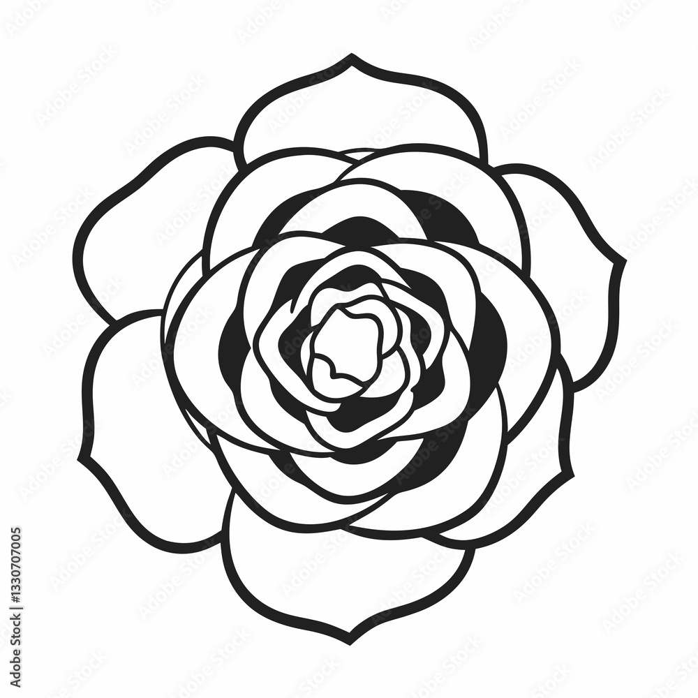 an elegant, artistic, rose silhouette, perfect for design templates. A striking monochrome image of a rose in full bloom, showcasing its intricate layers and curves. an elegant, artistic, rose silhouette, perfect for design templates. A striking monochrome image of a rose in full bloom, showcasing its intricate layers and curves.