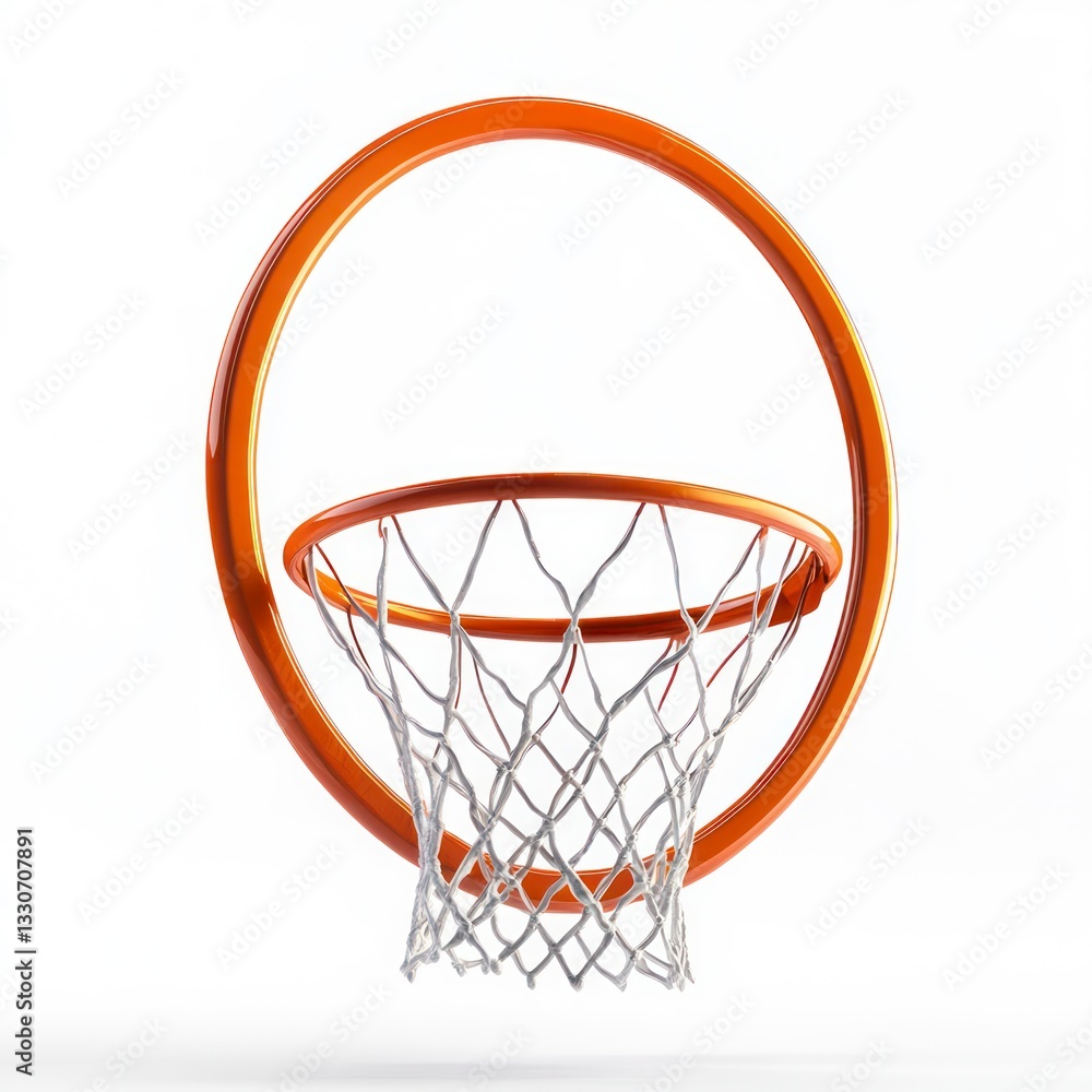 Orange basketball hoop, white background, sport, game, studio shot Orange basketball hoop, white background, sport, game, studio shot