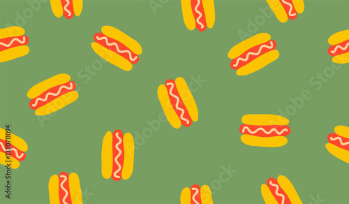 Cute cheese hot dog pattern background vector design