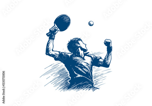 Table Tennis Player hand drawn sketch vector illustration