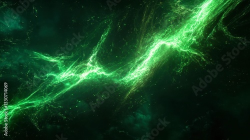 Wallpaper Mural Vibrant Green Abstract Energy Waves in Celestial Background Torontodigital.ca