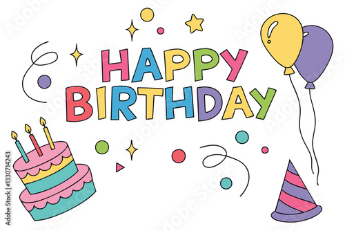  A fun and bold Happy Birthday Typography poster featuring playful decorations. Ideal for birthday parties, banners, and online greetings