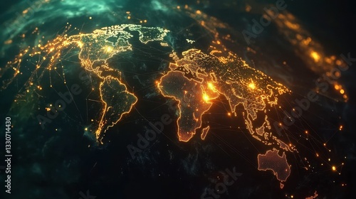 Wallpaper Mural Global Network Visualization with Bright Connection Points in Space Torontodigital.ca