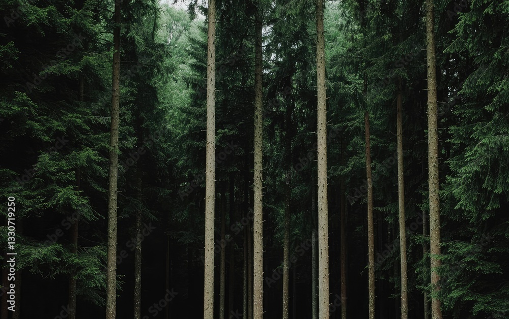 Obraz premium Lush Green Forest With Tall Trees