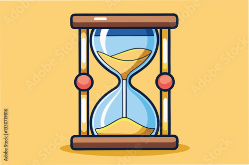 Hourglass illustration representing the passage of time with contrasting colors and a simple design against a beige background