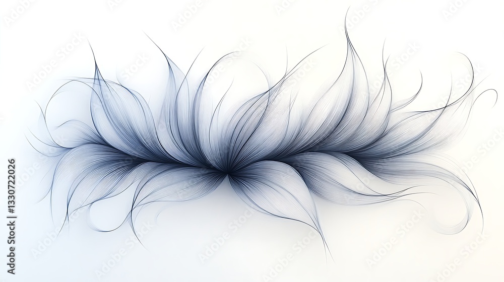 Fototapeta premium Abstract Blue Line Art Floral Design