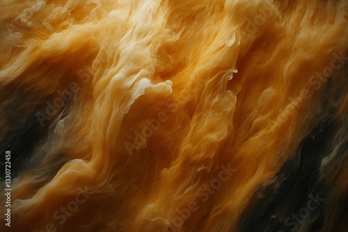 Swirling and flowing abstract artwork with vibrant yellow and dark colors