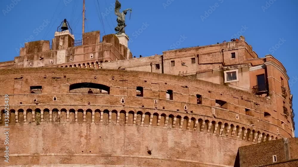 Saint Angel Castle Castel Sant Angelo and bridge Ponte Sant Angelo over the Tiber river, Rome, Italy Saint Angel Castle Castel Sant Angelo and bridge Ponte Sant Angelo over the Tiber river, Rome, Italy