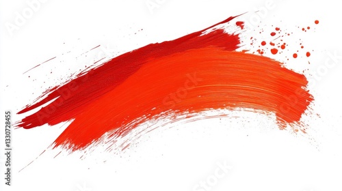 Abstract Red Paint Stroke Splashes On White Background