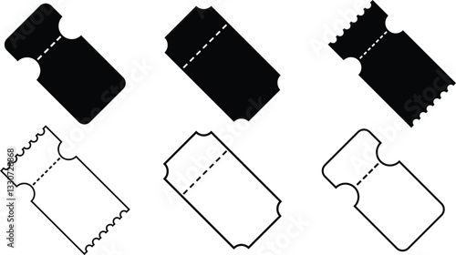 ticket symbol icon set