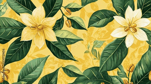 Wallpaper Mural Beautiful floral and botanical design featuring flowers and foliage on a backdrop Torontodigital.ca