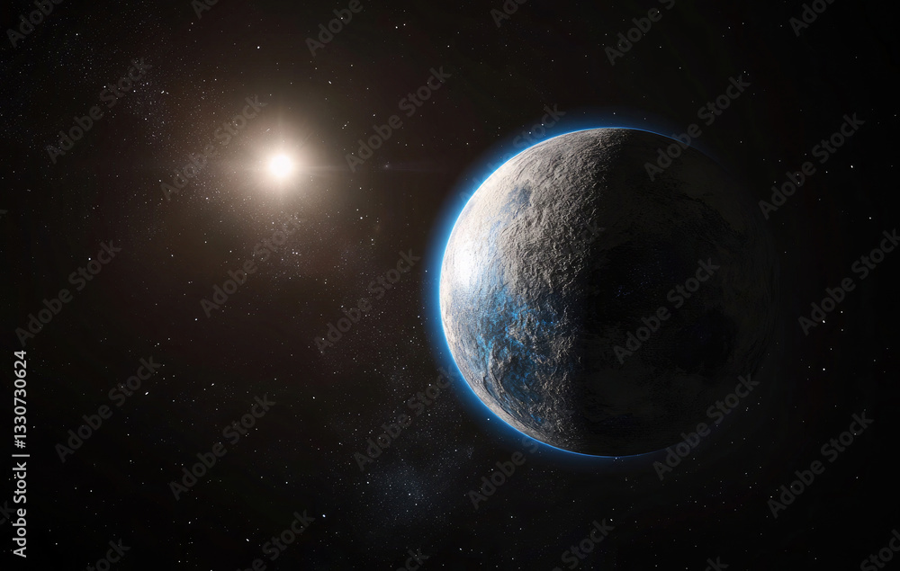 Fototapeta premium Exoplanet Orbiting Distant Star Stunning Space Art Design