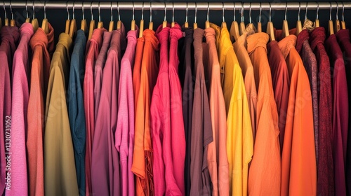 Wallpaper Mural Rows of garments hung on industrial racks, organized by size and color, ready for quality check Torontodigital.ca