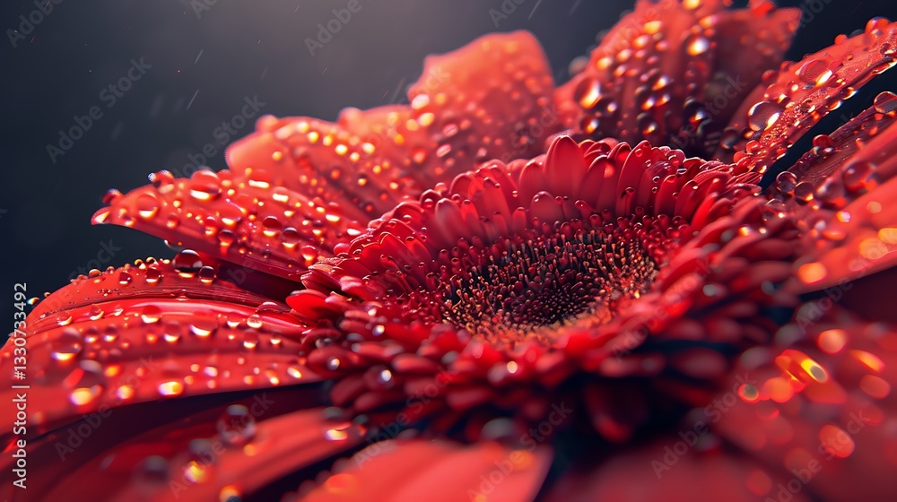 Red gerbera daisy flower with water drops macro photography close up floral beauty nature photography Red gerbera daisy flower with water drops macro photography close up floral beauty nature photography