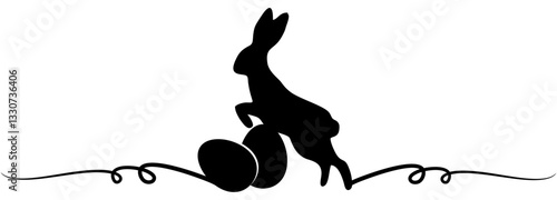 Vector silhouette of two easter eggs and a bunny for easter day