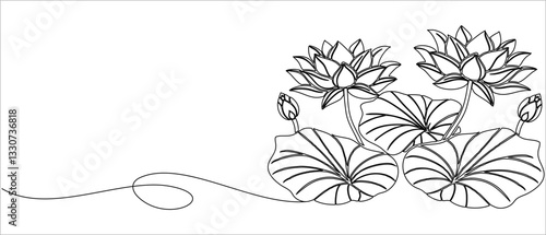 Lotus flower vector line art style for vesak day