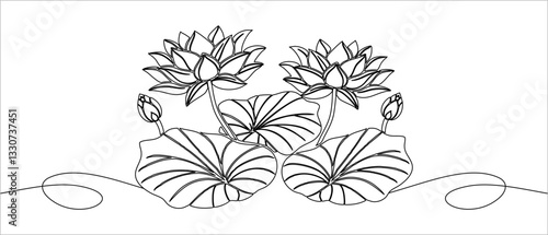 Lotus flower vector line art style for vesak day