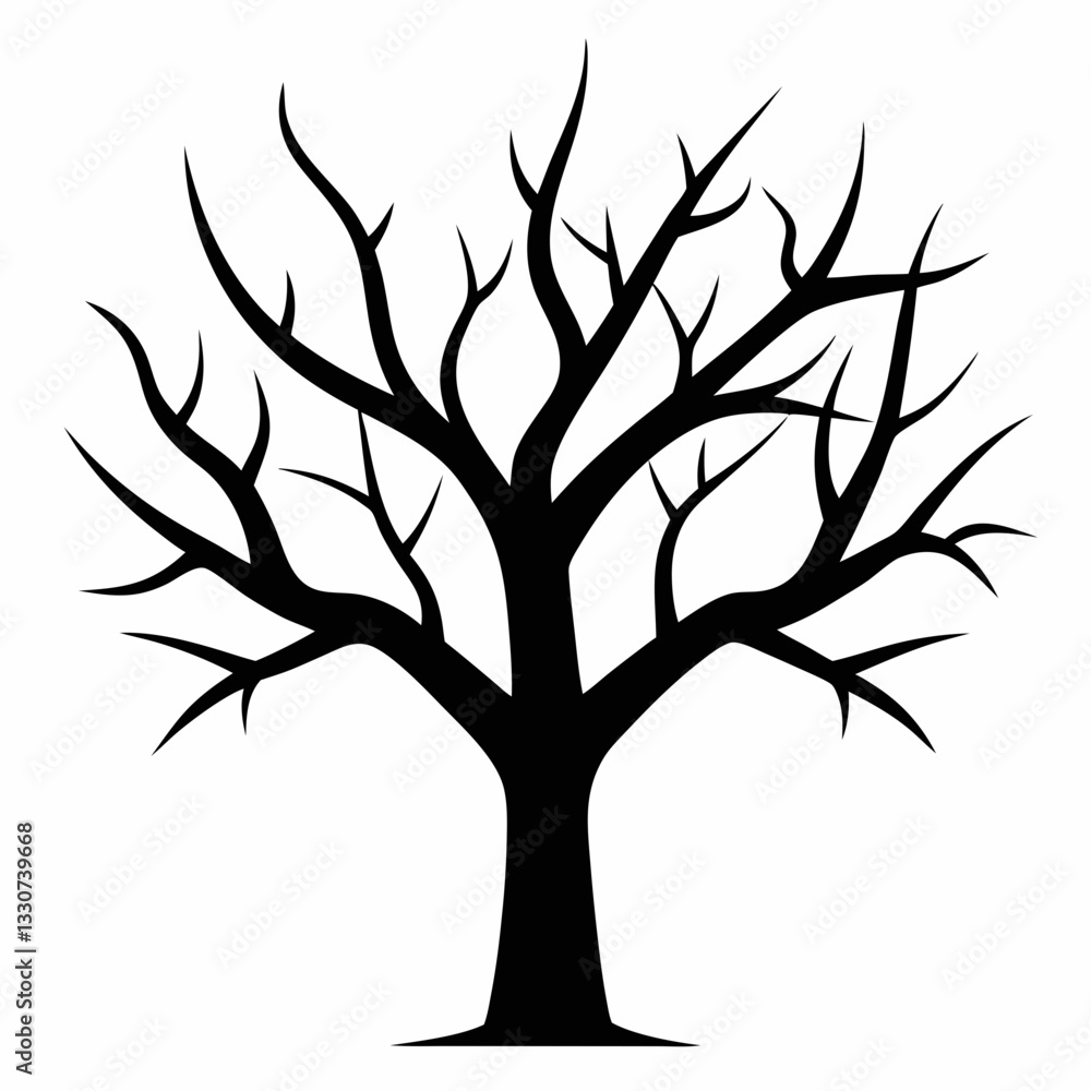 Obraz premium Tree branches silhouette isolated on white background