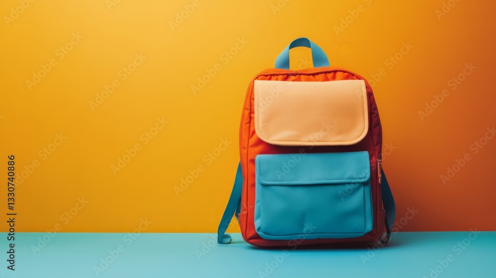 Minimalist modern school backpack with blank copy space for text on a neutral background, perfect for back to school promotions, student essentials, and educational themes Minimalist modern school backpack with blank copy space for text on a neutral background, perfect for back to school promotions, student essentials, and educational themes