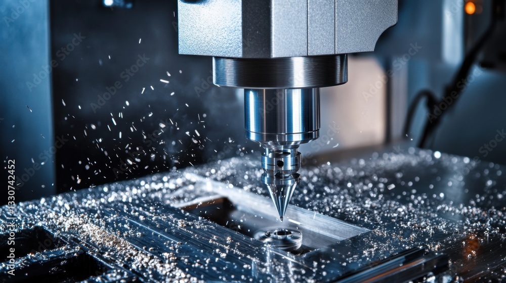 Automated CNC milling machine shaping an intricate component Automated CNC milling machine shaping an intricate component