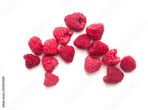 dried raspberries on a white background