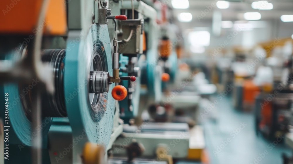 Fototapeta premium Modern textile production line with high-speed fabric cutting machines