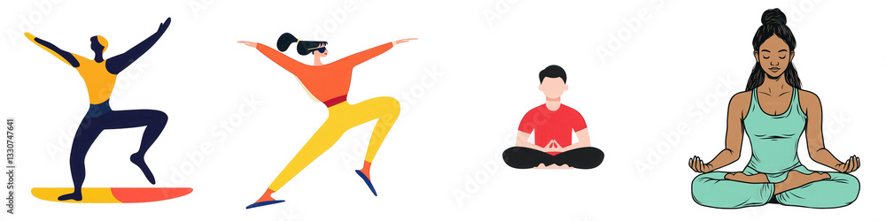 Diverse People Yoga Poses isolated on white or transparent Diverse People Yoga Poses isolated on white or transparent