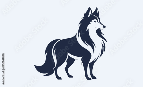 Shetland sheepdog silhouette, Shetland sheep Dog black silhouette vector, Simple silhouette Design vector icon with white background 