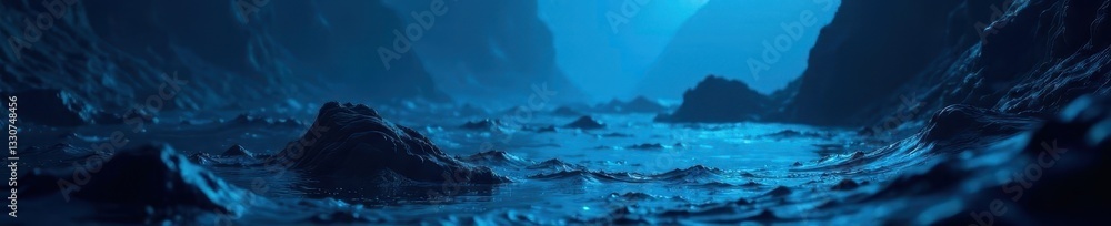 Dark, mysterious depths, undulating texture, rich blue hues, sea scene, blue, surface Dark, mysterious depths, undulating texture, rich blue hues, sea scene, blue, surface