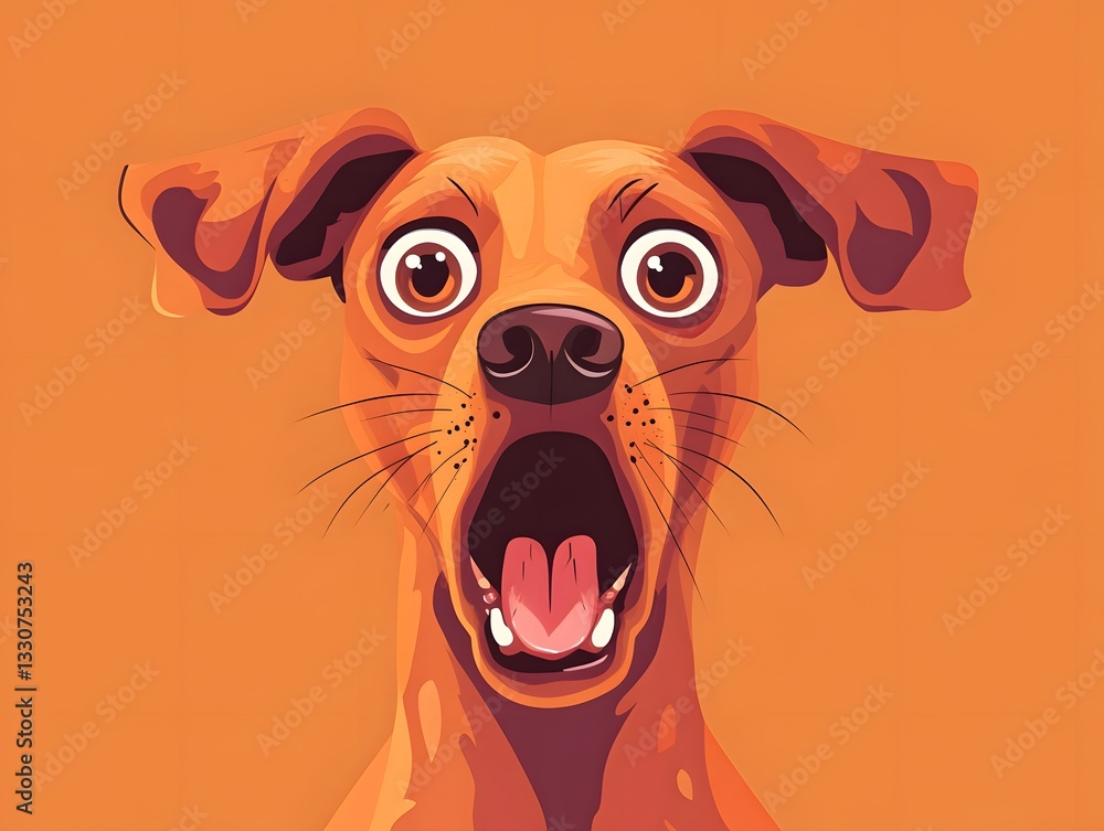 Obraz premium Cartoon Dog Expressing Surprise with Wide Eyes and Open Mouth
