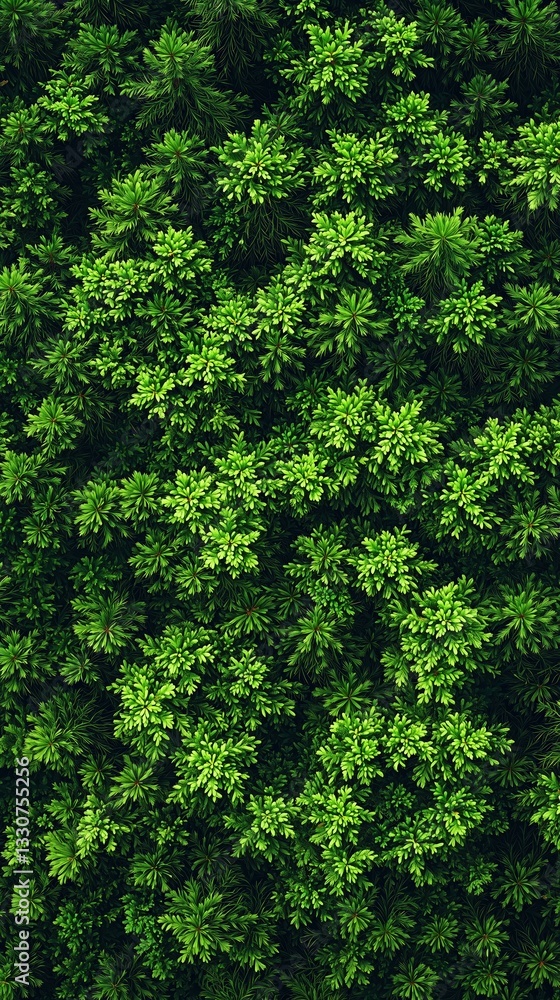 Aerial view of dense green leaves creating a vibrant natural texture. Aerial view of dense green leaves creating a vibrant natural texture.