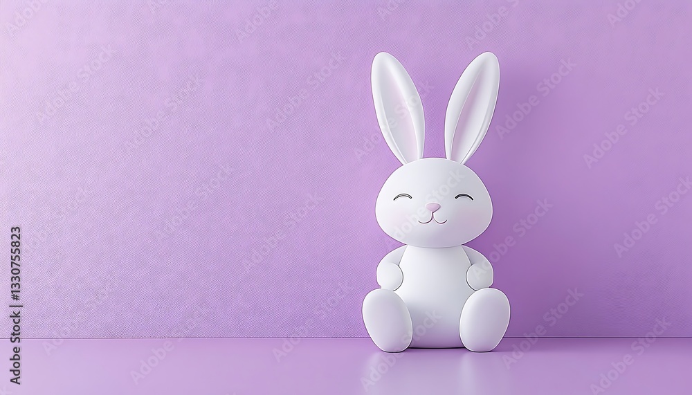 Obraz premium White Rabbit Toy Sitting Against Purple Wall