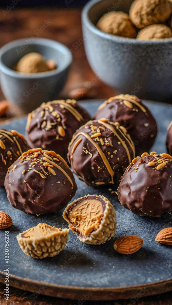 Vegan homemade peanut truffles for indulgent snacking. Vegan homemade peanut truffles for indulgent snacking.