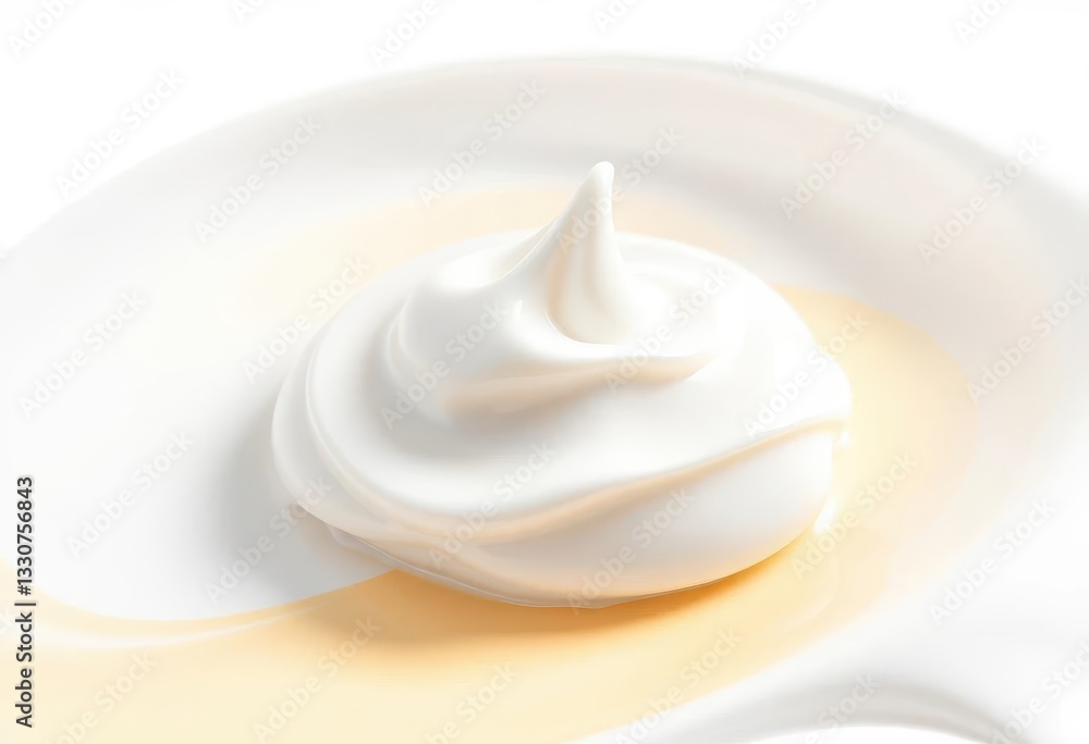 Thick dollop of creamy, white cosmetic cream, isolated, whipped, thick Thick dollop of creamy, white cosmetic cream, isolated, whipped, thick