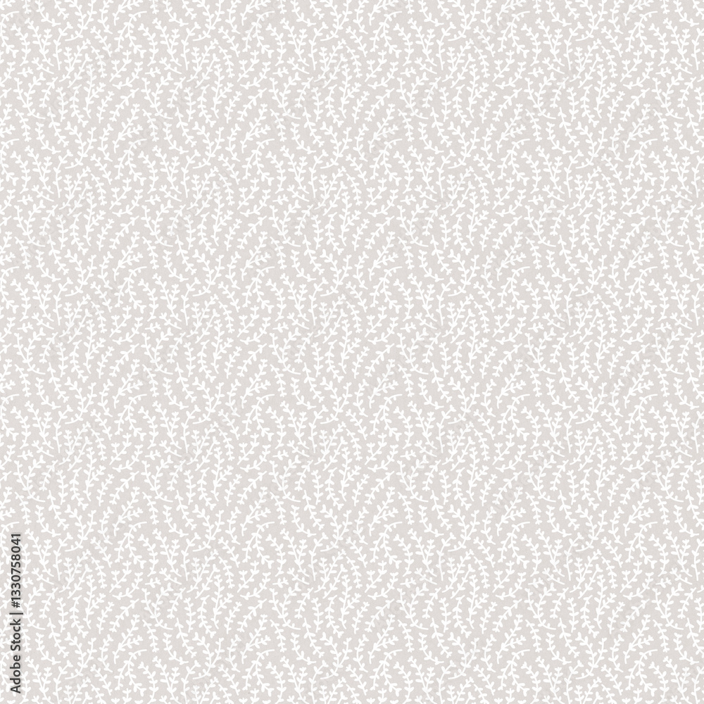 Fototapeta premium Seamless subtle beige micro leaf pattern on light background. Minimal elegant botanical texture for fabric, wallpaper, wrapping paper, stationery and modern surface design.